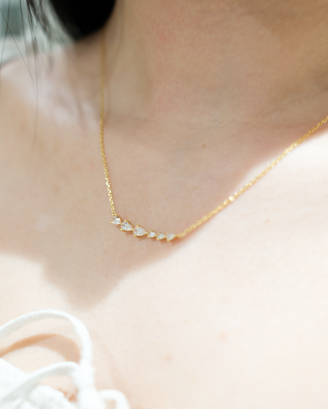 Bow Cascade Bar Necklace