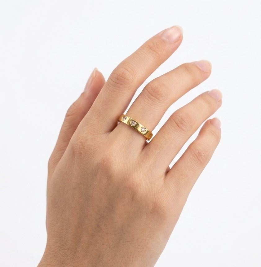 Three of Hearts Ring