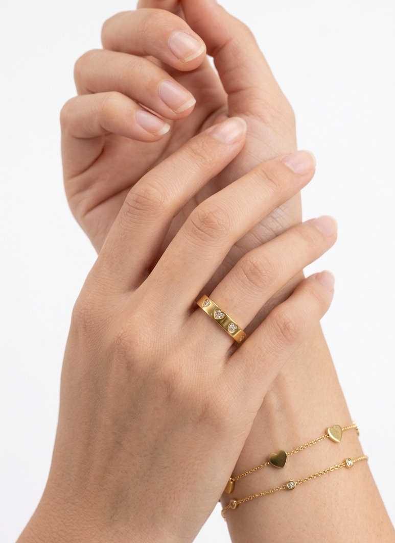 Three of Hearts Ring